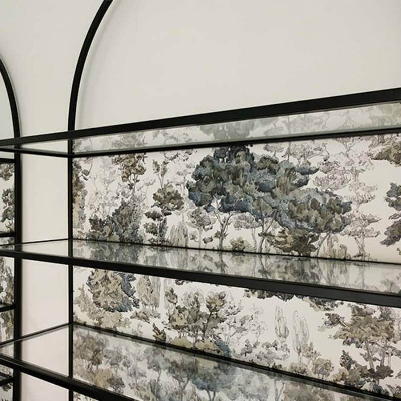 orizzonte_libreria design_mobili rivestiti con carta da parati