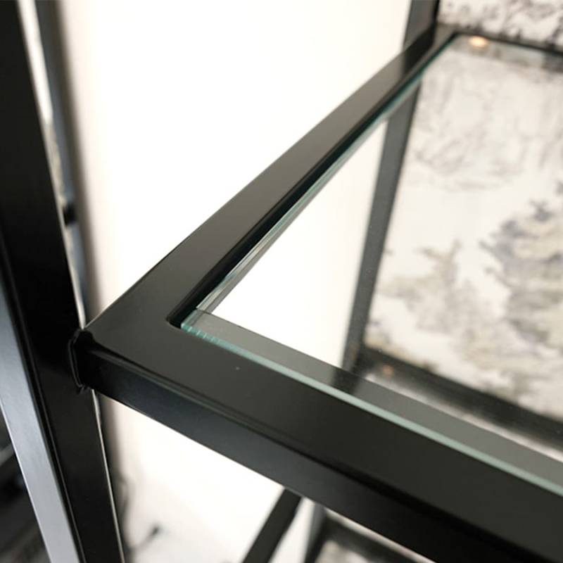 orizzonte_libreria su misura_metallo vetro e carta da parati