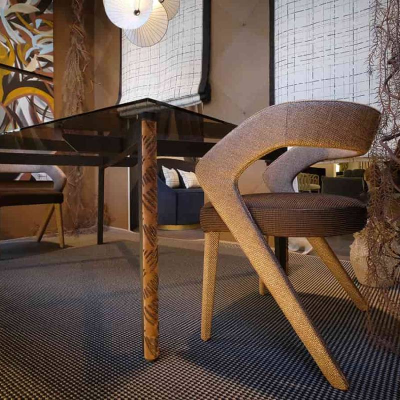 tibetan_tavolo su misura_dettaglio gamba_tessuto larsen