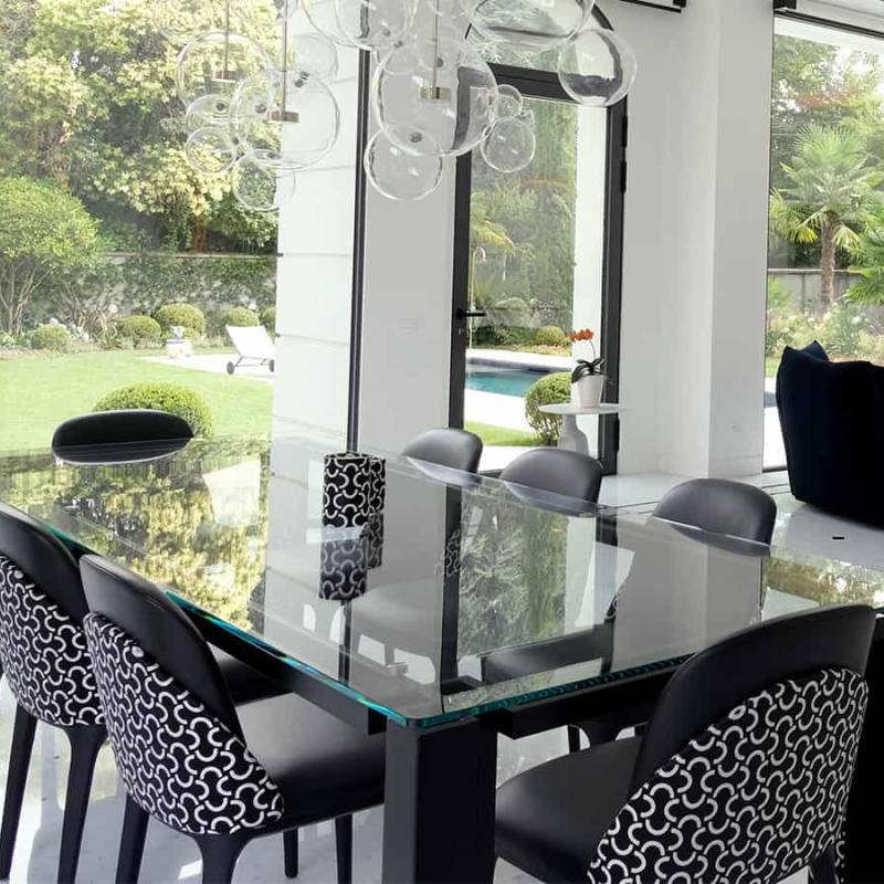 zante_tavolo su misura_in acciaio matello e tessuto